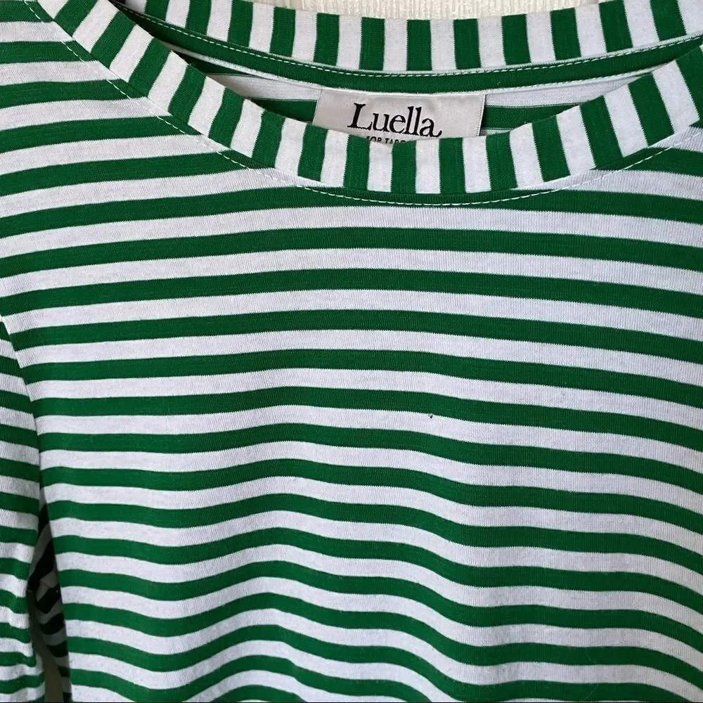 Luella for Target Green & White Striped T-shirt with Embroidered Cherry, Large - Picture 9 of 13